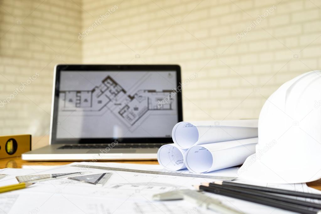 architect desk ,engineering concept, architecture concept