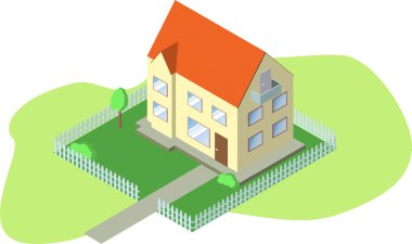 House izometrik ağaçlar ve çit