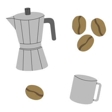 Kahve elementleri kümesi 2, PNG illüstrasyon.