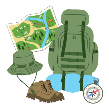 Kamp ve yürüyüş öğeleri kümesi 3, PNG illüstrasyon.