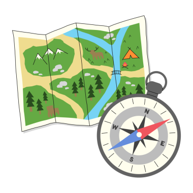 Harita ve pusula, PNG illüstrasyonu.