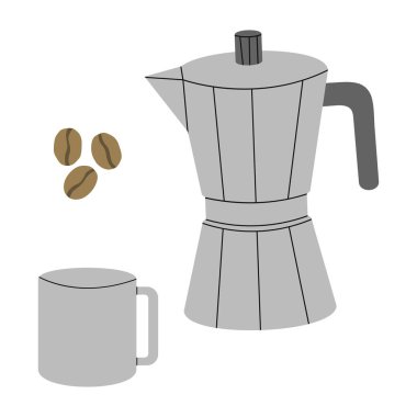 Coffee elements set 1 on a White background, vector illustration.