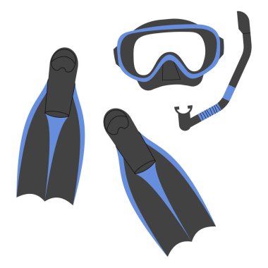Diving equipment set on a White background, vector illustration.