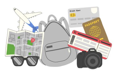 Travel elements set 1 on a White background, vector illustration.
