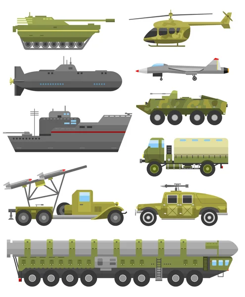 Transportní technika brnění ploché vektorové ilustrace. — Stockový vektor