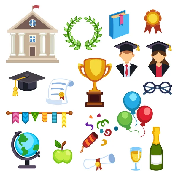 Graduación educación vector iconos — Archivo Imágenes Vectoriales