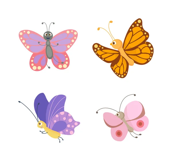 Cute butterfly vector isolated on white — Stock Vector