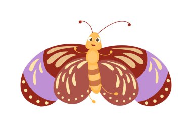 Beyaz izole şirin kelebek vektör