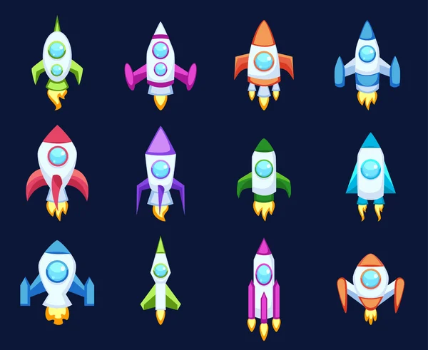 Iconos de cohetes aislados — Vector de stock