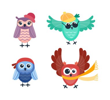 İzole karikatür baykuş vektör