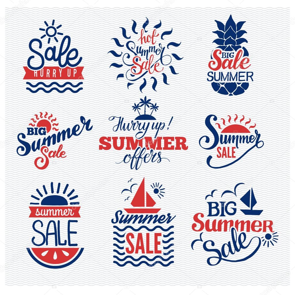 Summer sale logo vector badges. Summer sale logo isolated on white background.Some shopping summer big mega sale logo silhouette