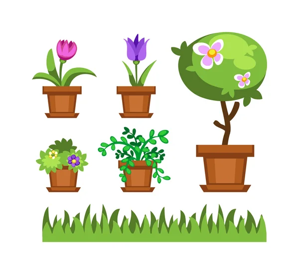 Garden tree and flowers vector — Stock Vector