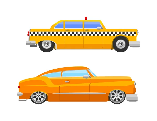 Taxi gele auto retro stijl — Stockvector