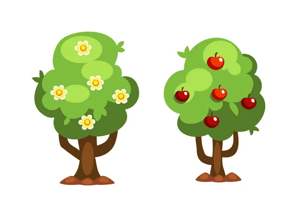 Garten Baum und Blumen Vektor — Stockvektor