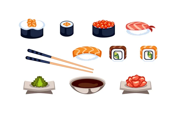 孤立的寿司食物矢量 — 图库矢量图片