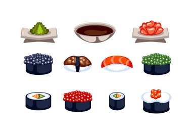 Suşi yemek vektör izole