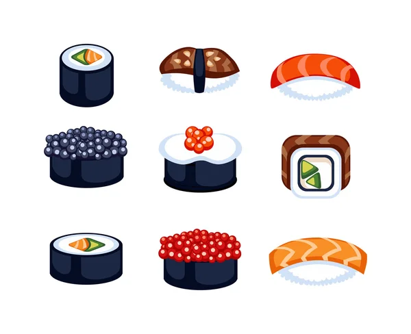 Sushi vecteur alimentaire isolé — Image vectorielle