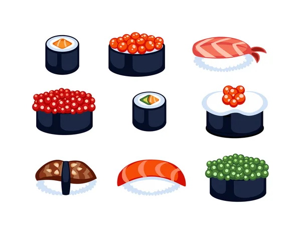 Sushi vector de alimentos aislados — Vector de stock