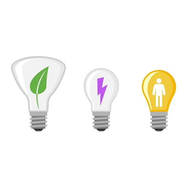 Cartoon lamps light bulb vector illustration. — Stock Vector