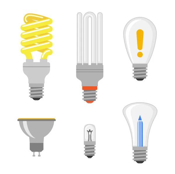 Cartoon lamps light bulb vector illustration. — Stock Vector
