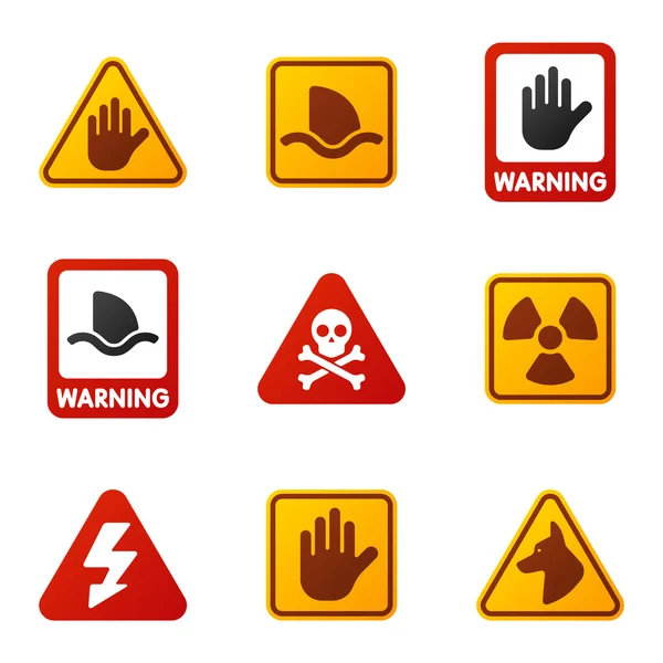 Signal d'avertissement de danger icônes signe — Image vectorielle