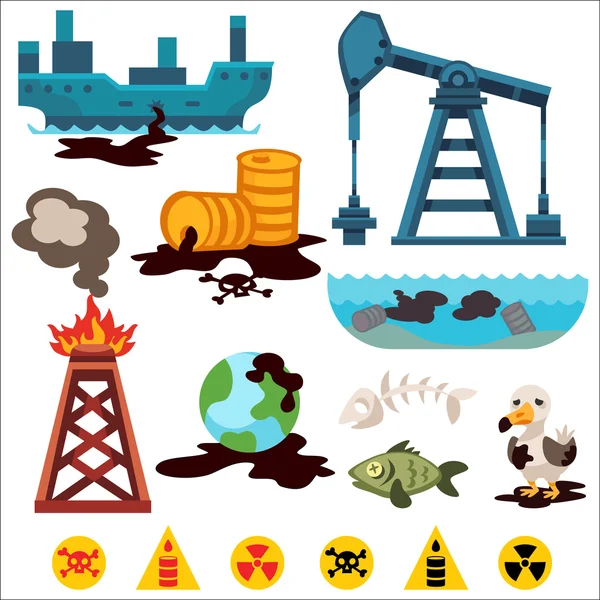 Symbole für Umweltverschmutzung — Stockvektor