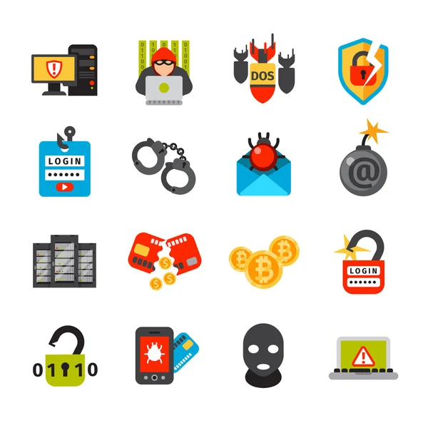 Internet safety icons isolated — Stock Vector