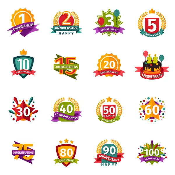 Buon compleanno badge icone vettoriali — Vettoriale Stock