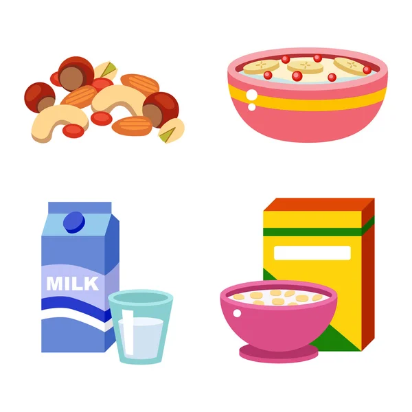 Vecteur d'aliments sains pour petit déjeuner . — Image vectorielle