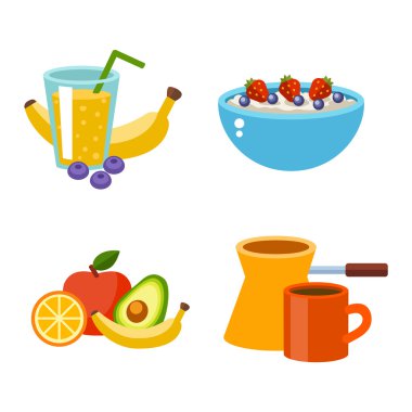 Sağlıklı kahvaltı gıda vektör.