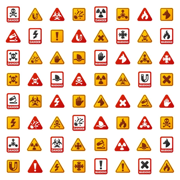 Signal d'avertissement de danger icônes signe — Image vectorielle