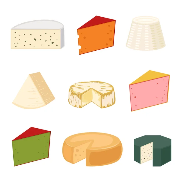 Variedades de queso vector ilustración . — Archivo Imágenes Vectoriales