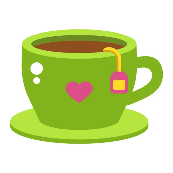 Taza de té verde caliente fresco — Vector de stock