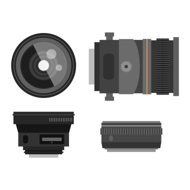 Fotoğraf optik lensler set vektör.