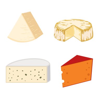 Peynir çeşitleri illüstrasyon vektör.