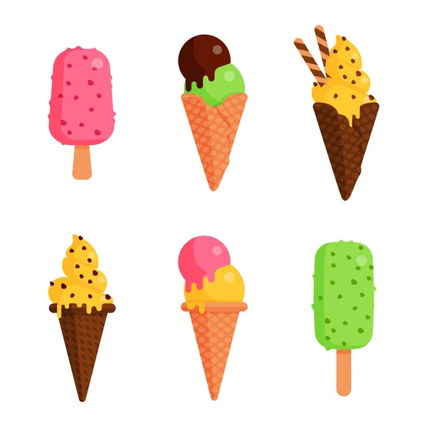 Dondurma ikonları — Stok Vektör