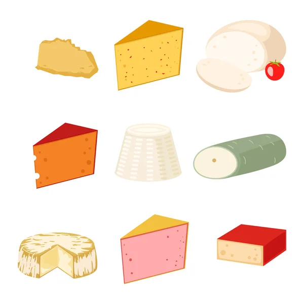 Векторная иллюстрация сортов сыра . — стоковый вектор