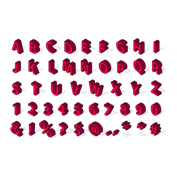 Izometrikus ábécé betűtípus, elszigetelt — Stock Vector