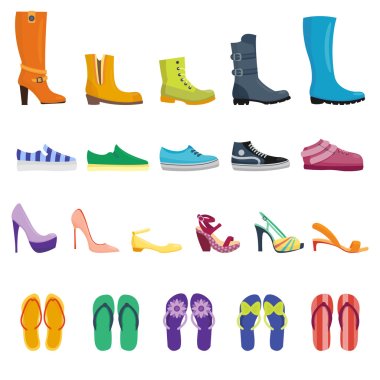 Different shoes isolated collection clipart