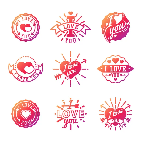 Ik hou van je vector logo badges — Stockvector