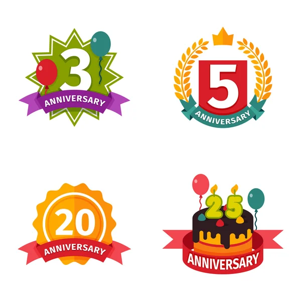 Joyeux anniversaire badges icônes vectorielles — Image vectorielle