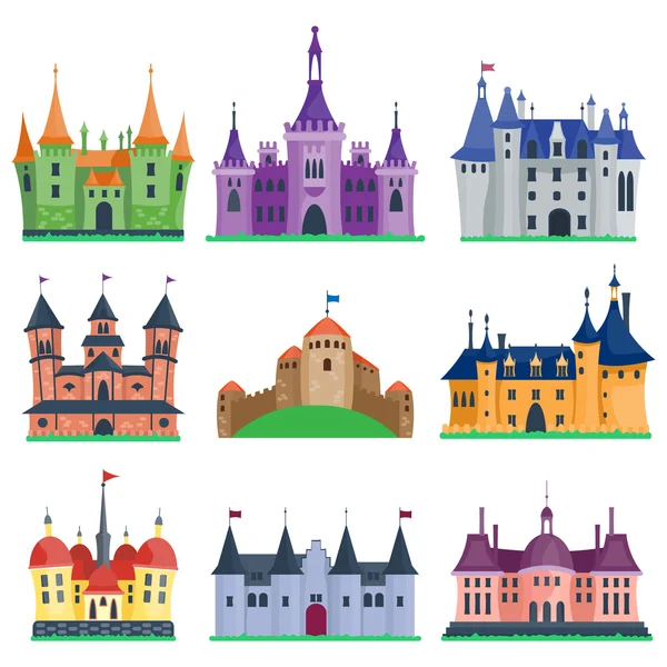 Castle cartoon vektor set. — Stock vektor