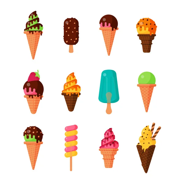 Ensemble d'icônes de crème glacée — Image vectorielle