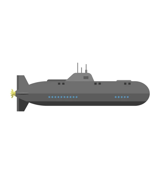 Isolated military submarine vector — Stock Vector