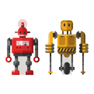 Şirin antika robot vektör karakter