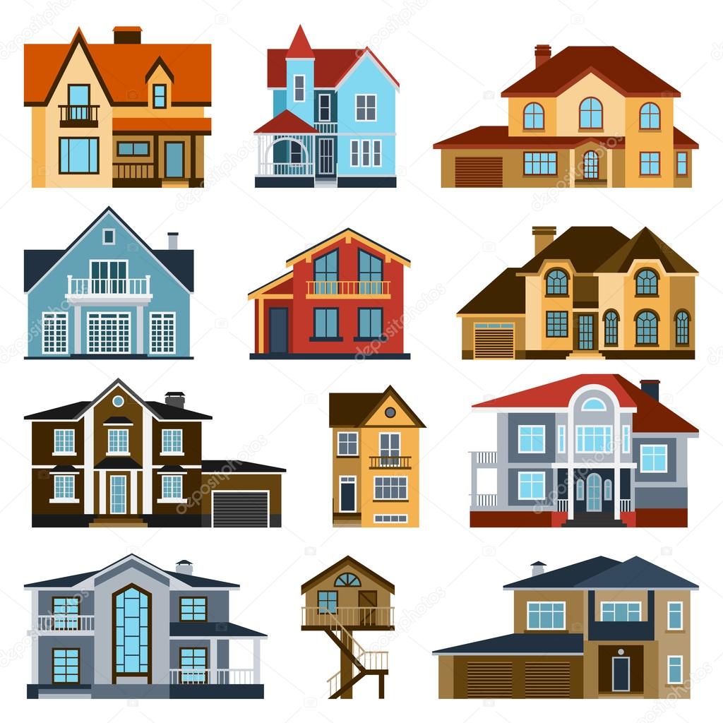 Houses front view vector illustration