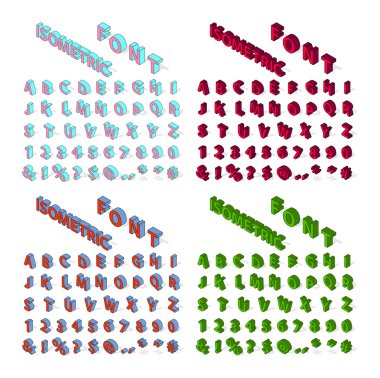 İzole izometrik alfabe yazı tipi