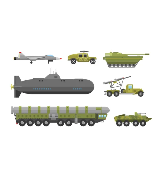 Illustrazione del vettore piatto dell'armatura tecnica militare di trasporto . — Vettoriale Stock