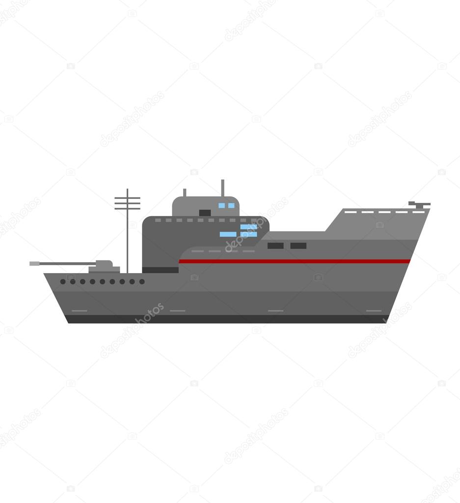 Military ship vector illustration.