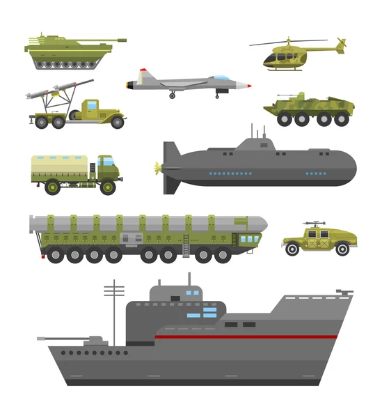 Militärtechnik Transport Panzer flache Vektorabbildung. — Stockvektor